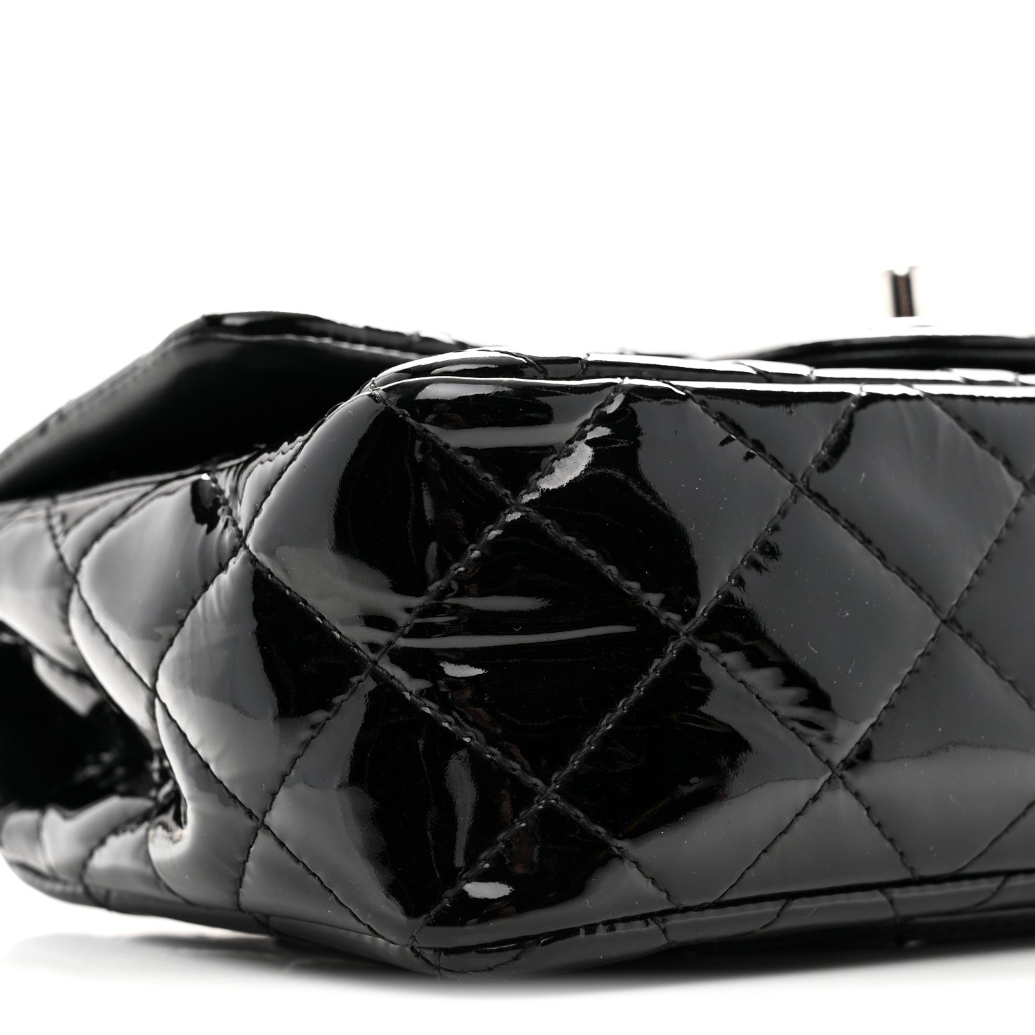 Chanel Patent Calfskin Quilted Mini Rectangular Flap Black