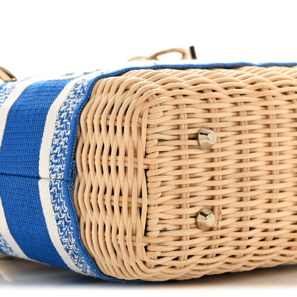 Christian Dior Wicker Oblique Mini Lady Dior Bag Florescent Blue