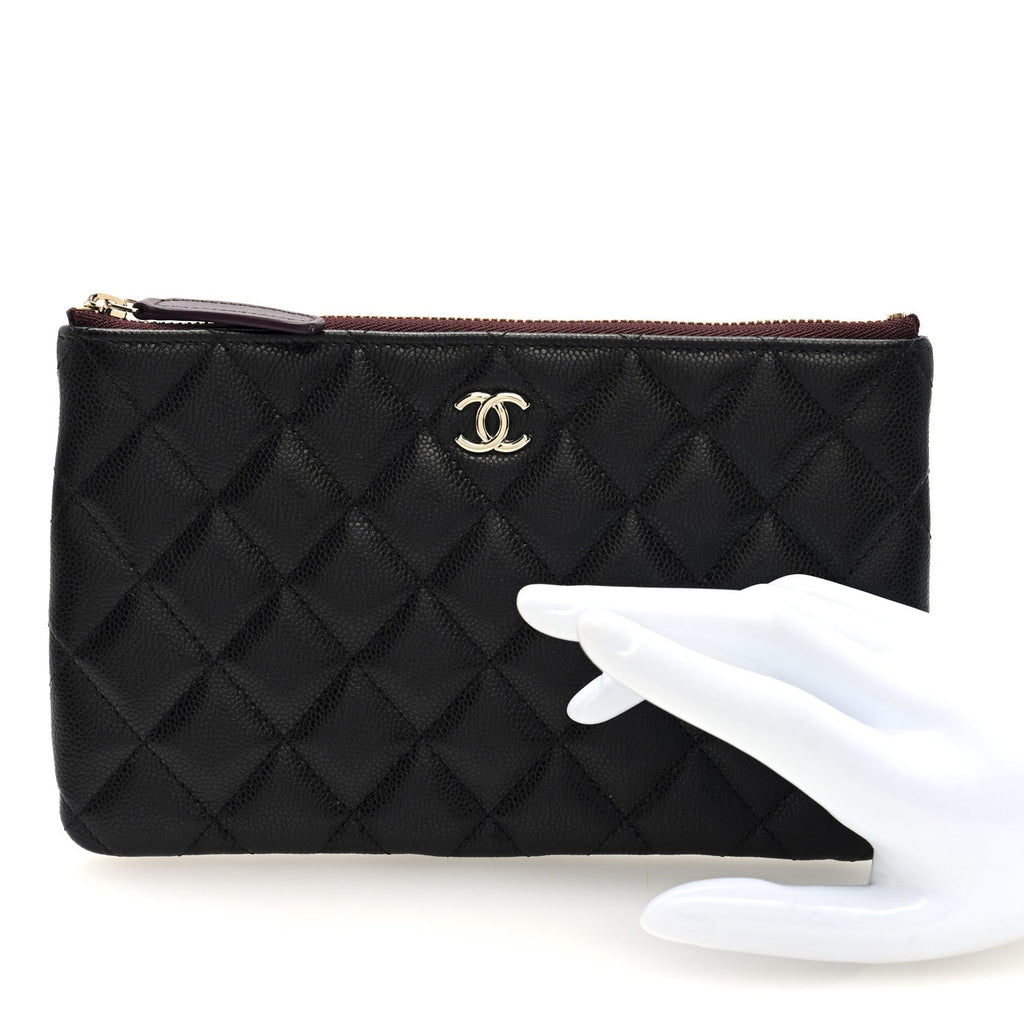 Caviar Quilted Cosmetic Case Black