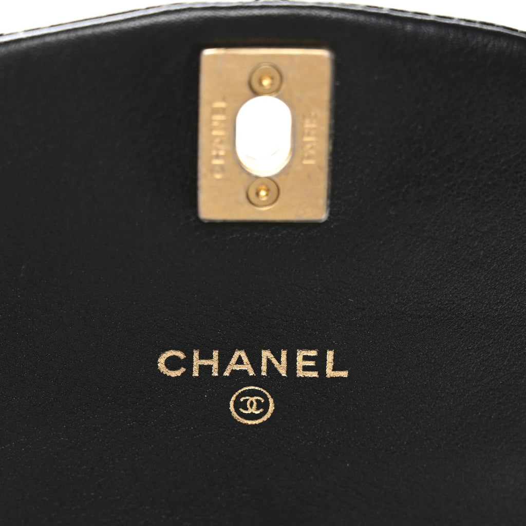 Chanel Calfskin Quilted Mini Coco Mail Clutch With Chain Black