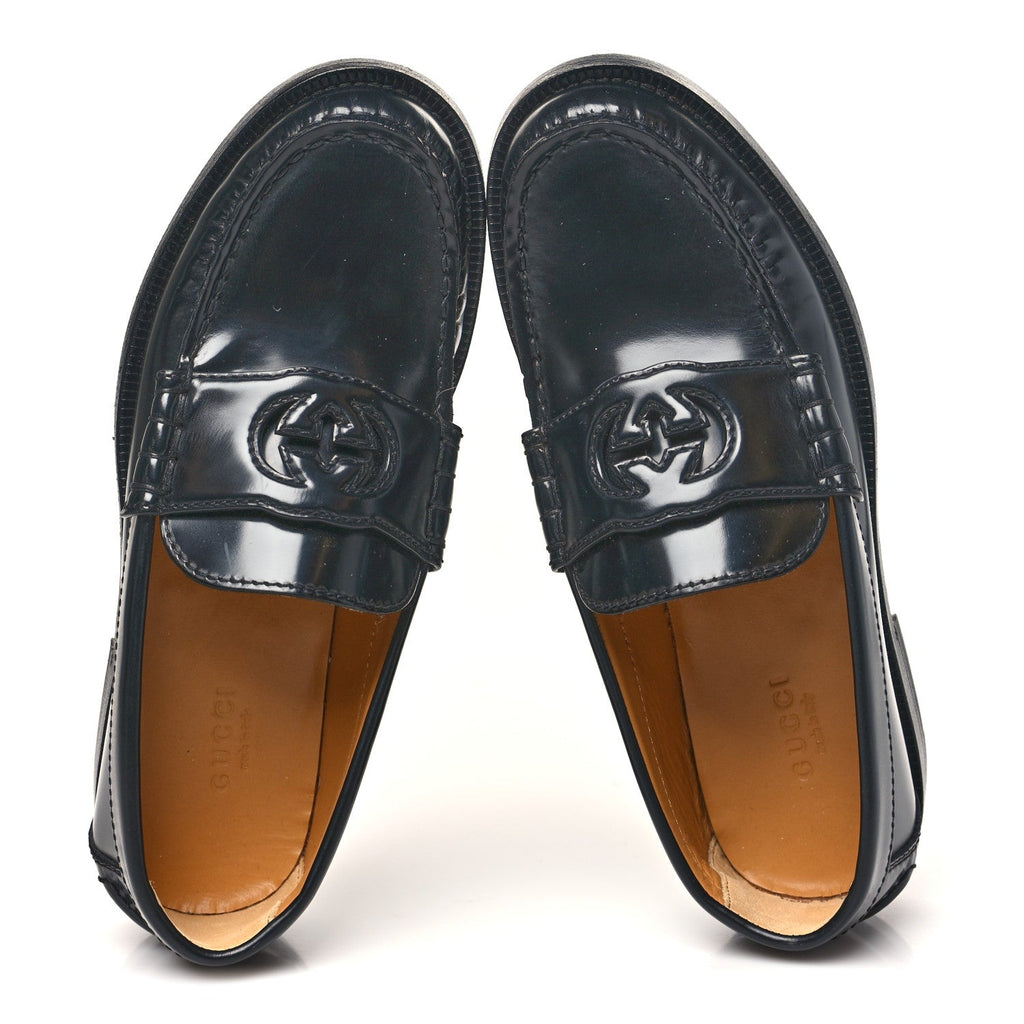 Gucci Millennial Ribot Cut Out Interlocking G Loafers 35.5 Black