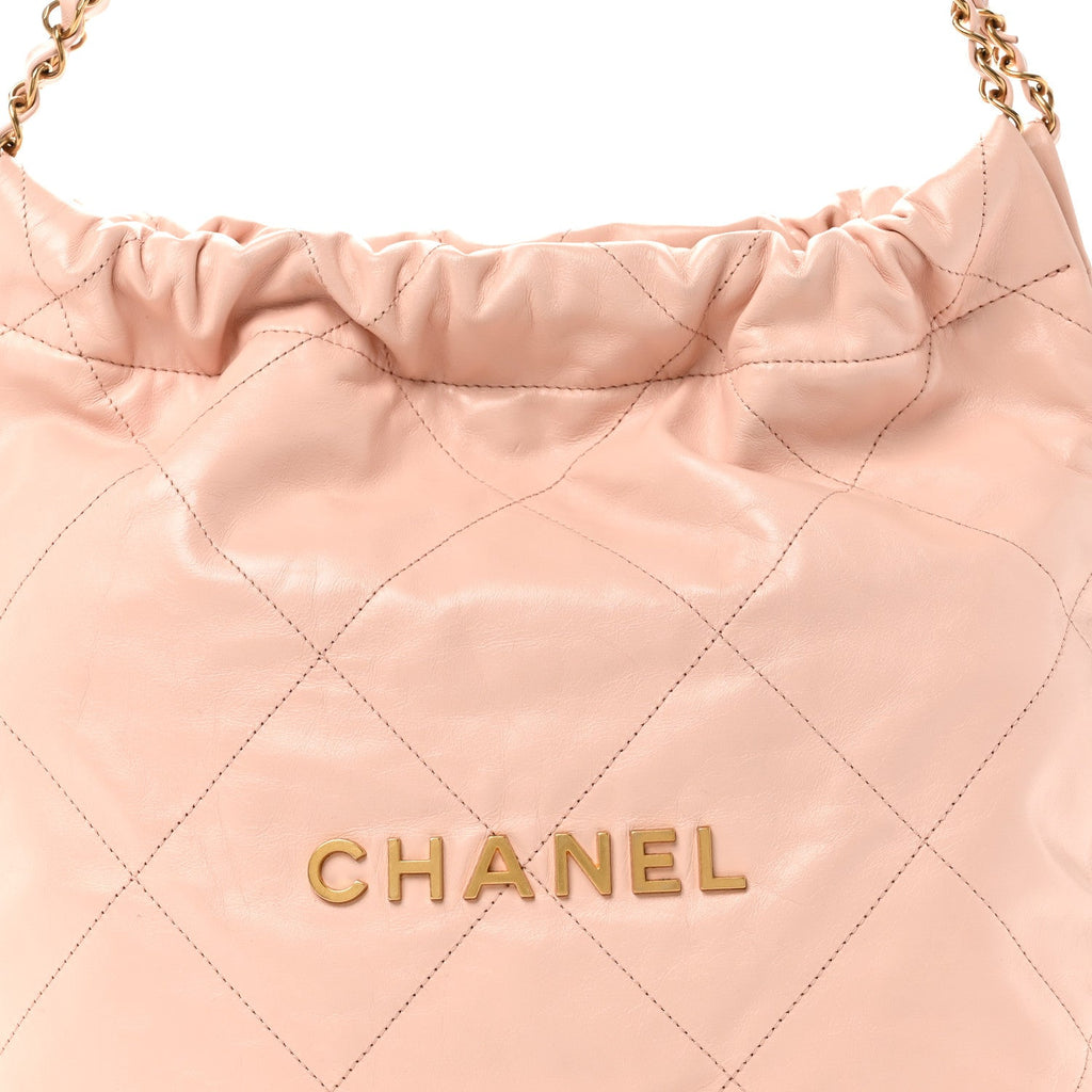 Chanel Shiny Calfskin Quilted Small Chanel 22 Light Pink