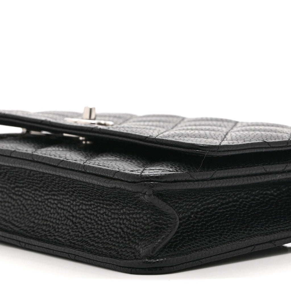 Chanel Caviar Quilted CC Turnlock Wallet On Chain WOC Black
