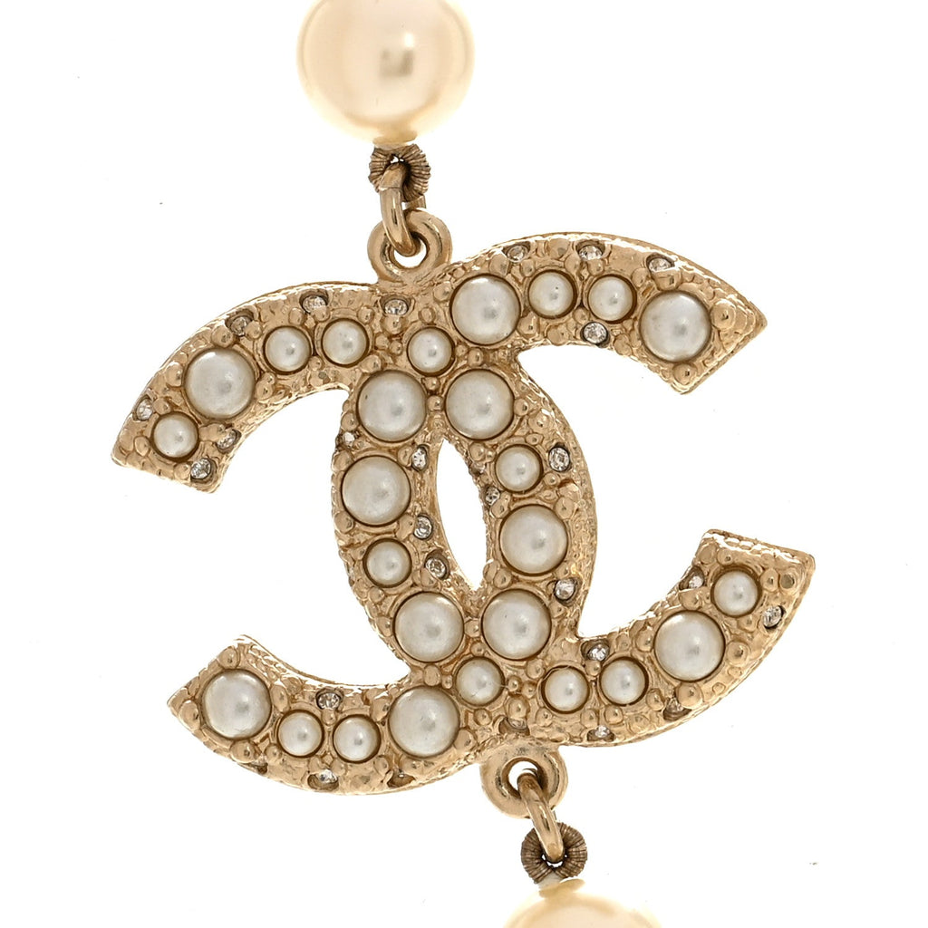 Pearl CC 100th Anniversary Necklace Light Gold
