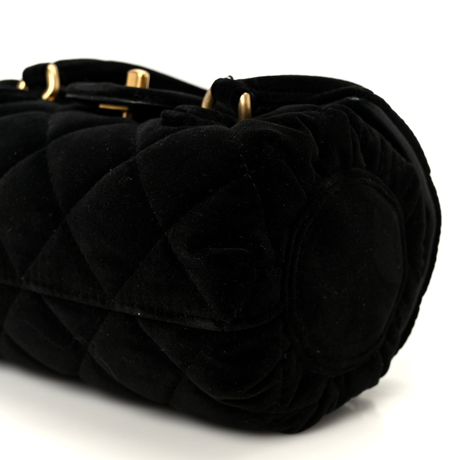 Chanel Velvet Quilted Mini Top Handle Flap Black