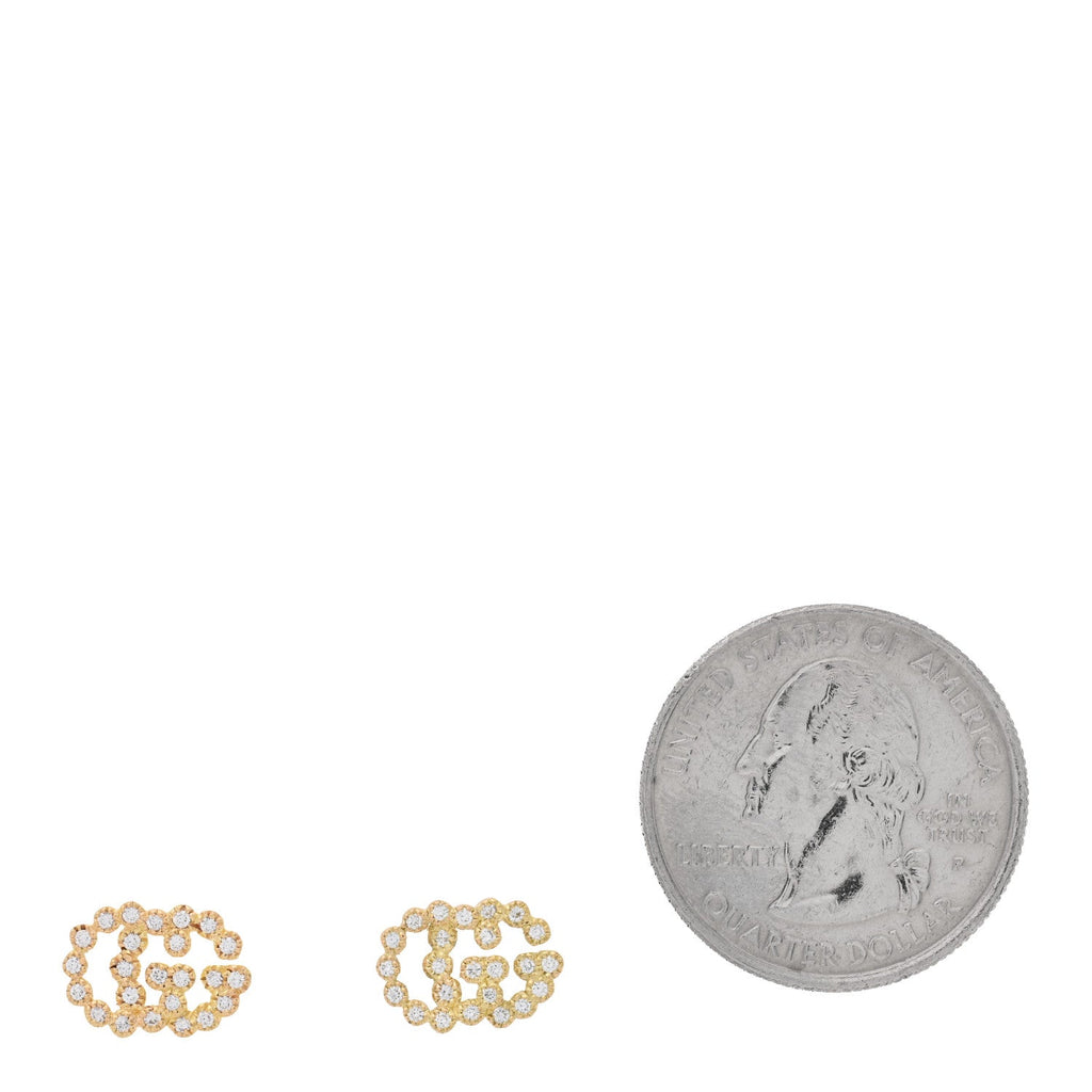 Gucci 18K Yellow Gold Diamond Running G Earrings