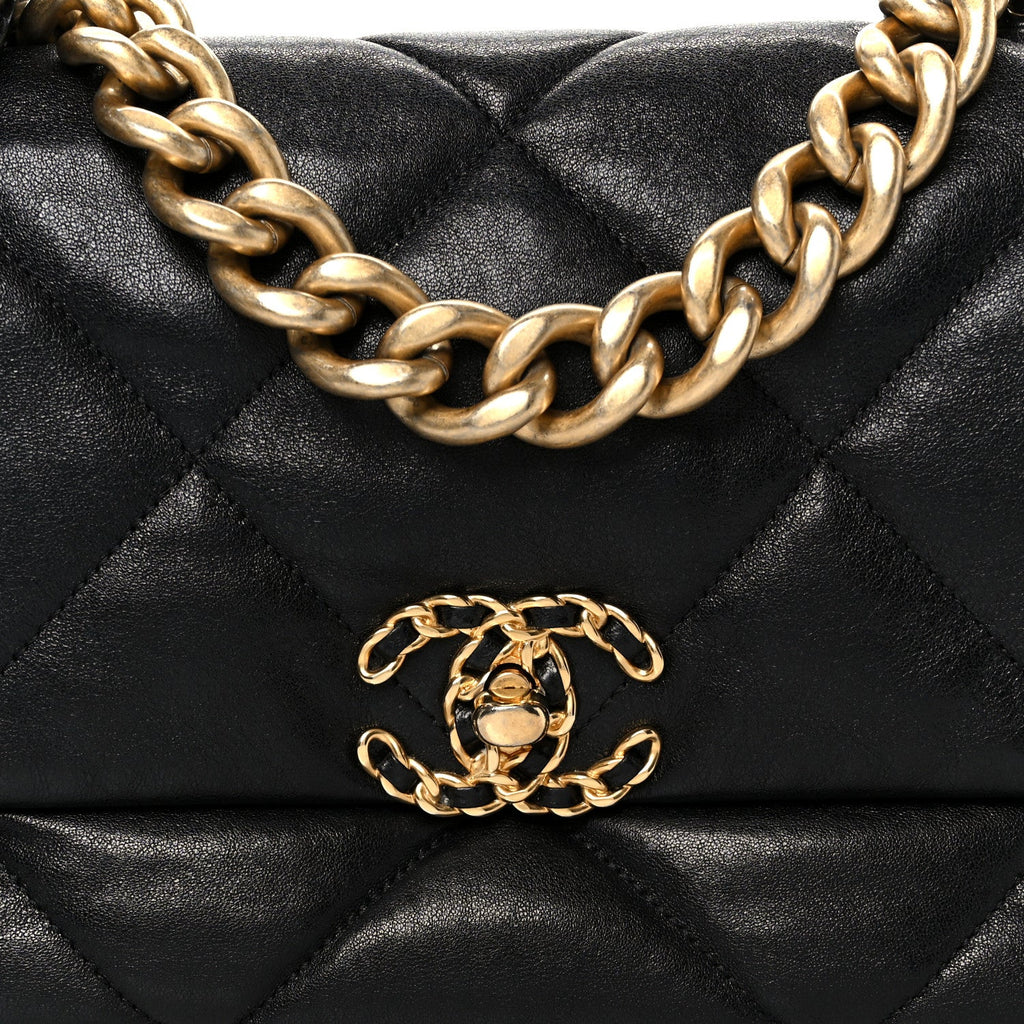 Chanel Goatskin Quilted Large Chanel 19 Flap Black
