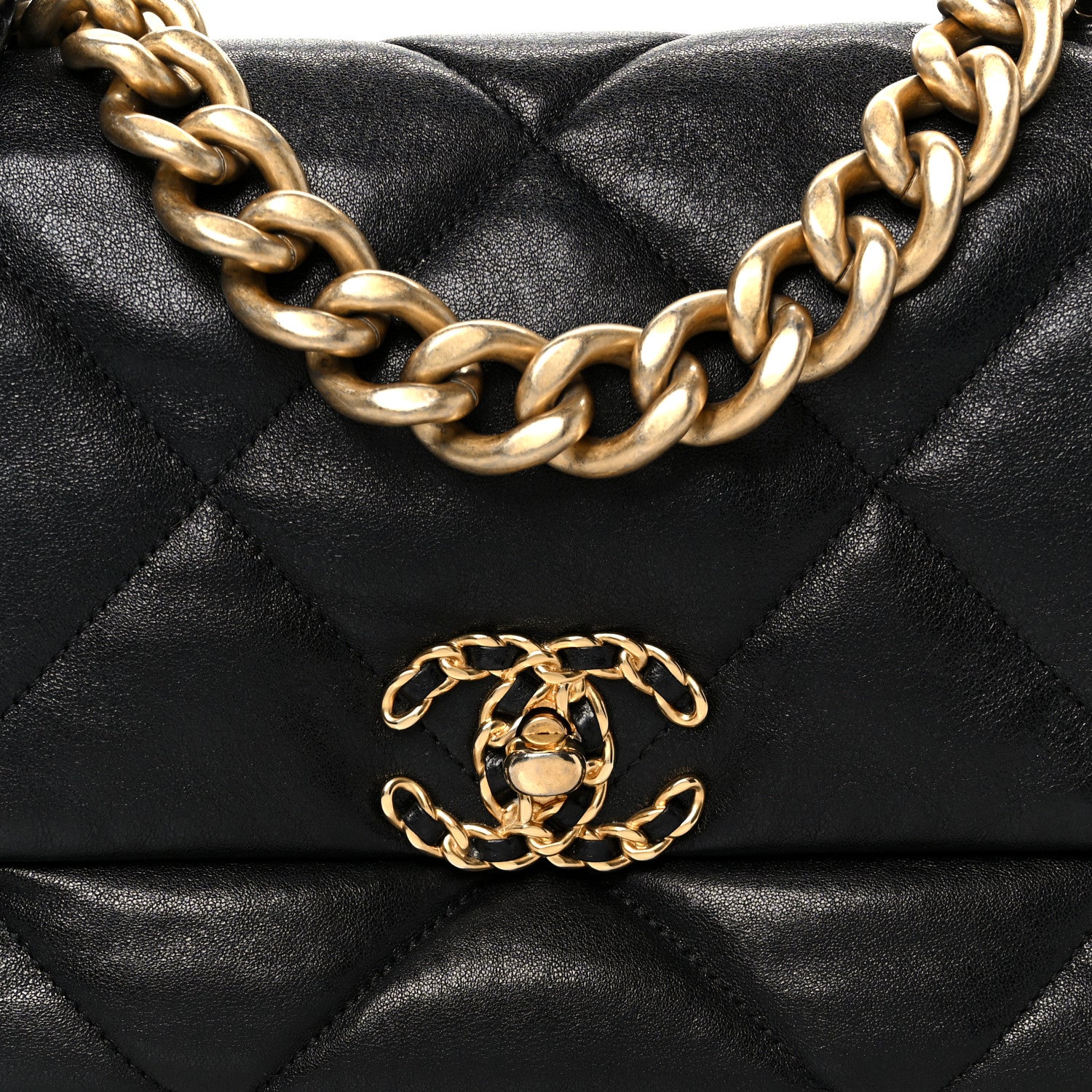 Chanel Goatskin Quilted Large Chanel 19 Flap Black