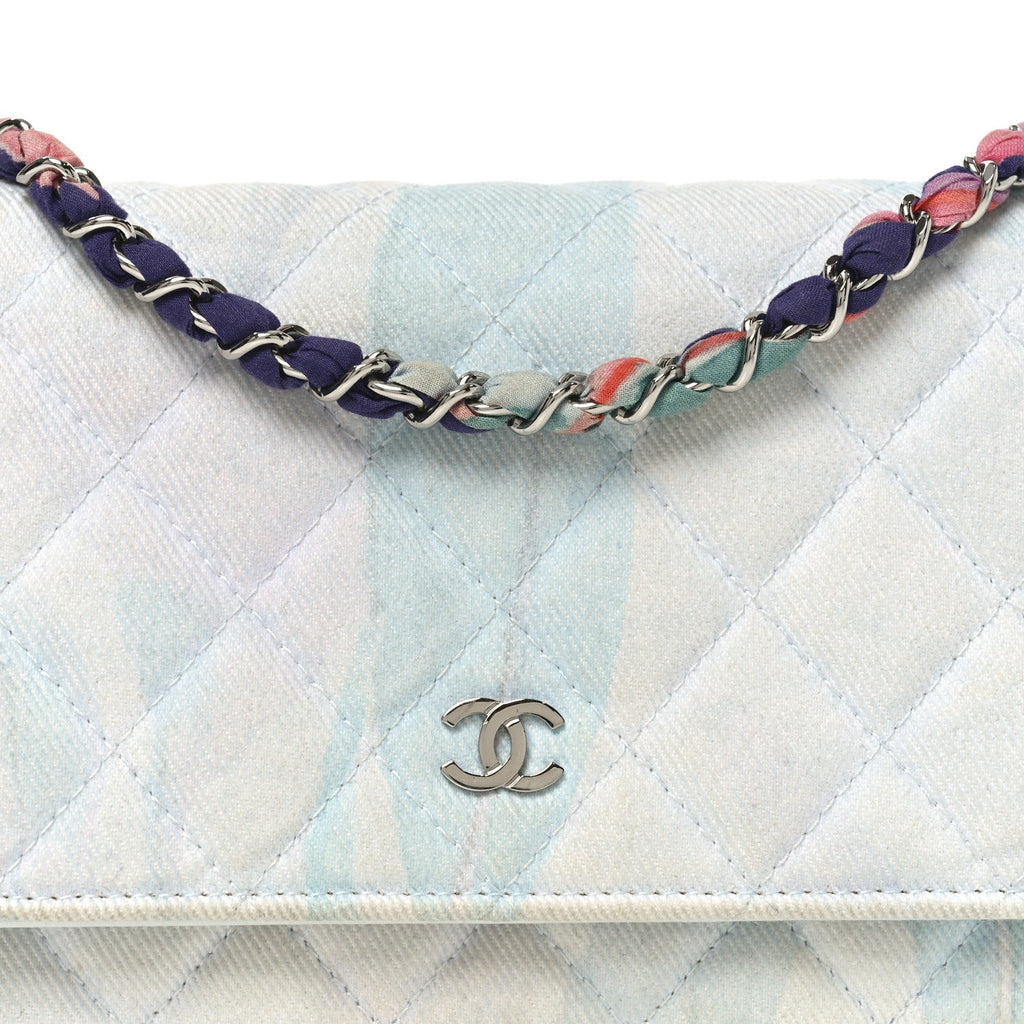 Chanel Canvas Quilted Jungle Jeans Wallet on Chain WOC Multicolor