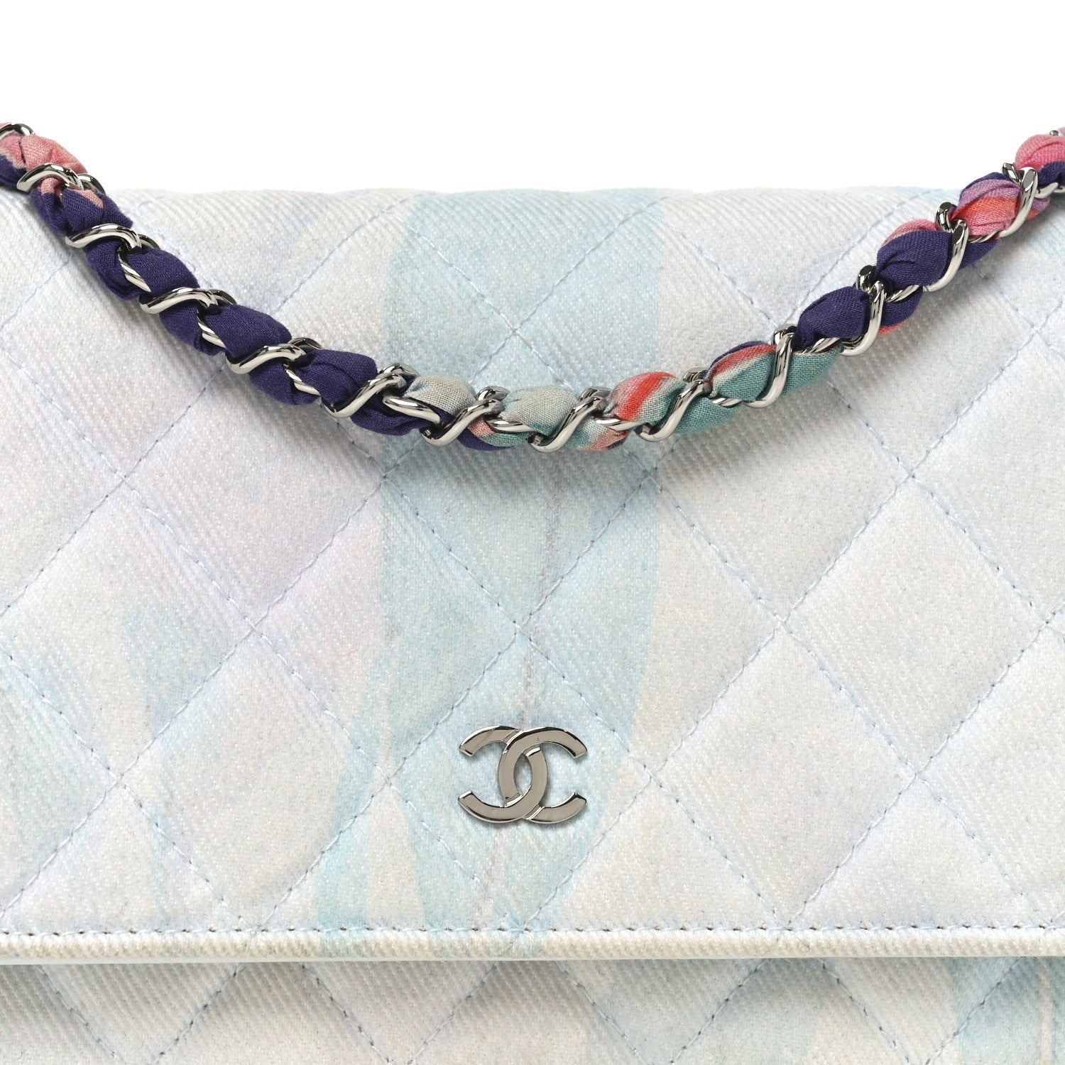 Chanel Canvas Quilted Jungle Jeans Wallet on Chain WOC Multicolor