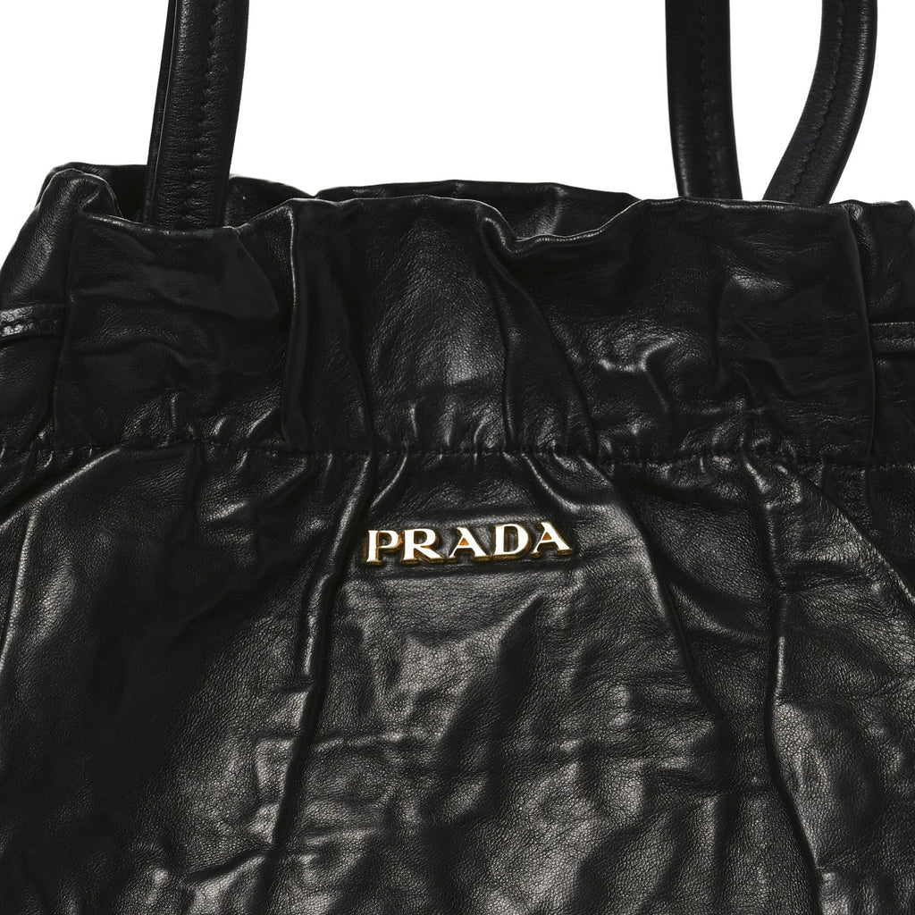 Prada Nappa Antique Drawstring Tote Black