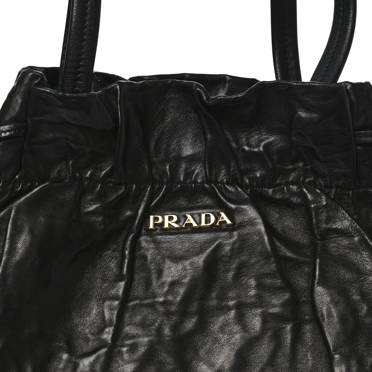 Prada Nappa Antique Drawstring Tote Black