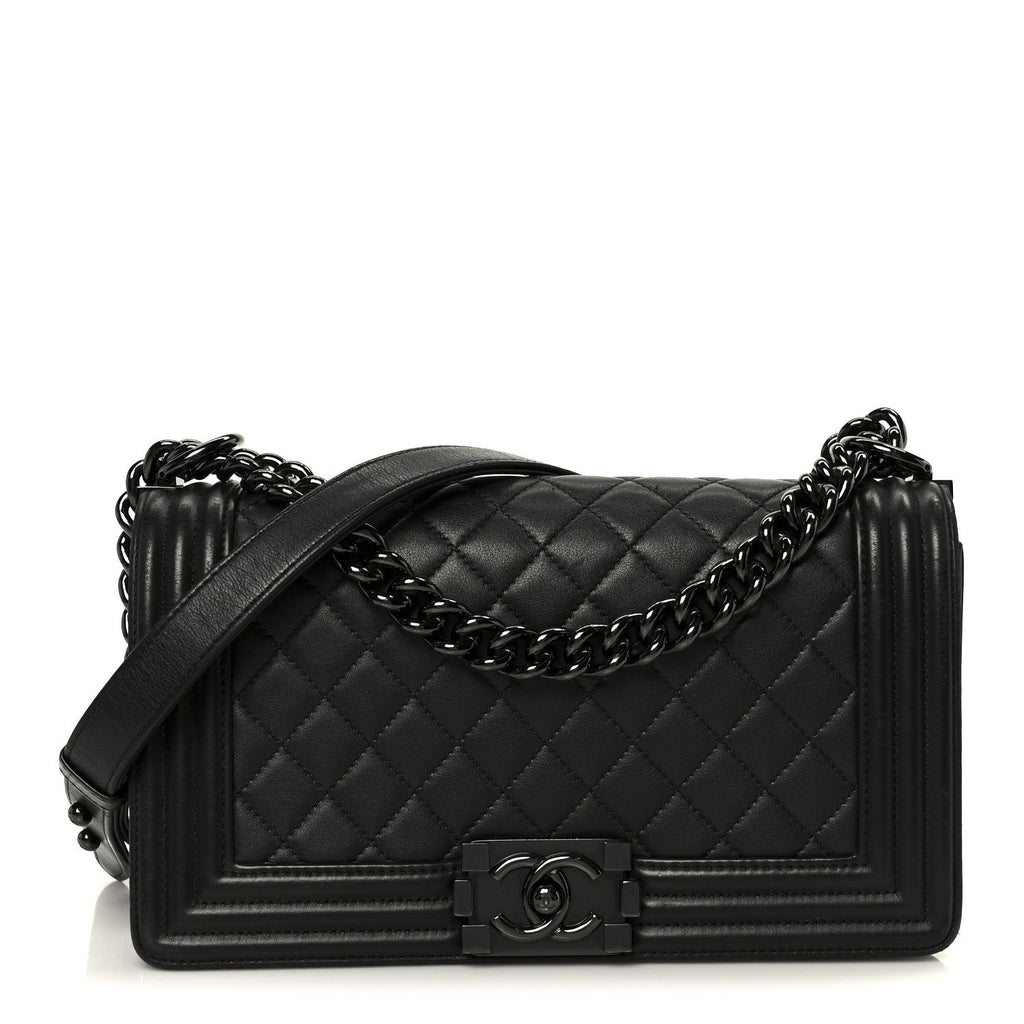 Chanel Calfskin Quilted Medium Boy Flap So Black