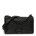 Chanel Calfskin Quilted Medium Boy Flap So Black