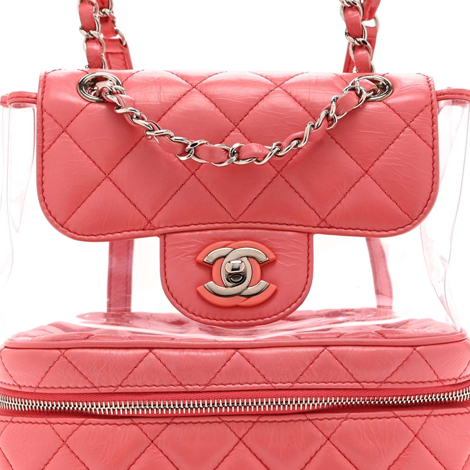 Chanel Crumpled Calfskin PVC Quilted Backpack Pink