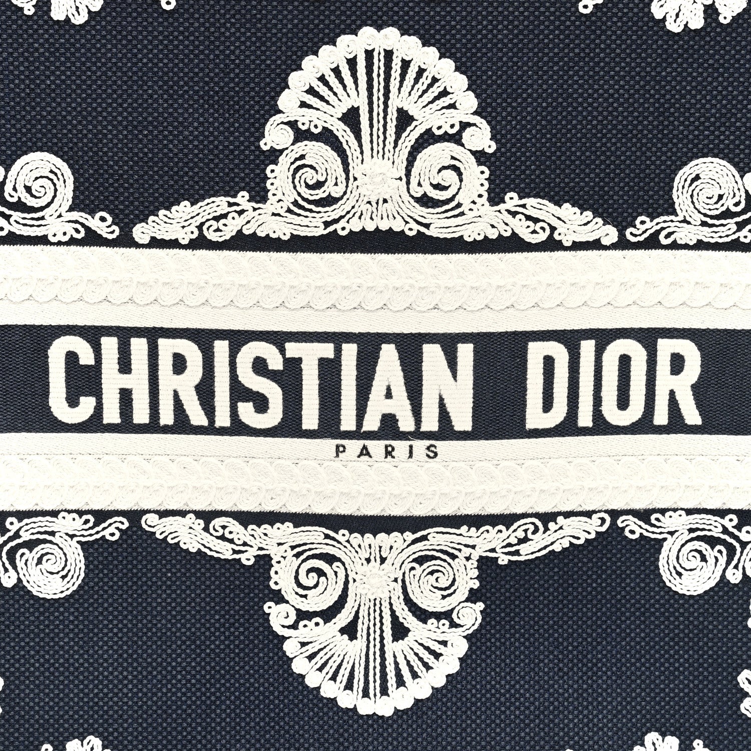 Christian Dior Canvas Embroidered Cornely Book Tote Blue White