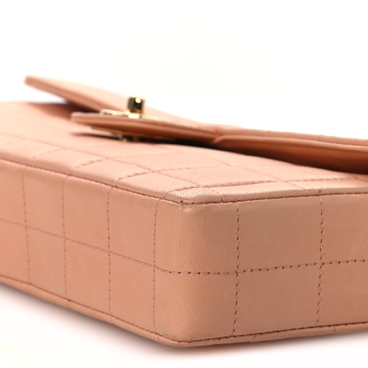 Chanel Lambskin East West Chocolate Bar Flap Light Orange