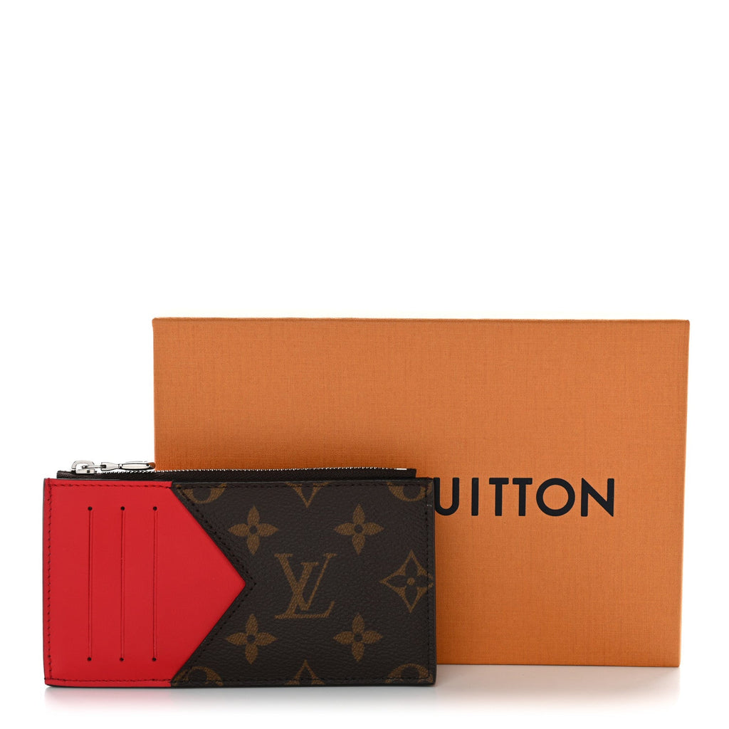 Louis Vuitton Monogram Calfskin Coin Card Holder Red