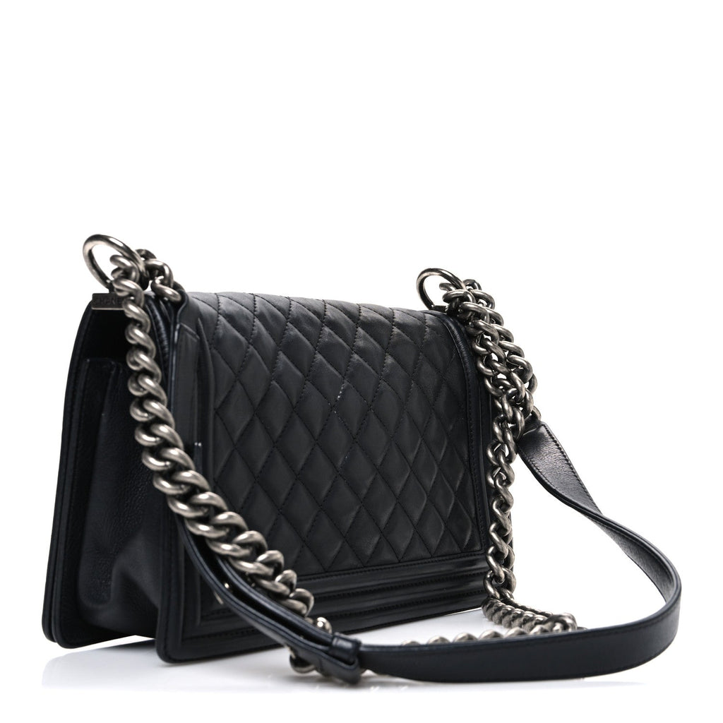Chanel Lambskin Quilted Medium Boy Flap Black