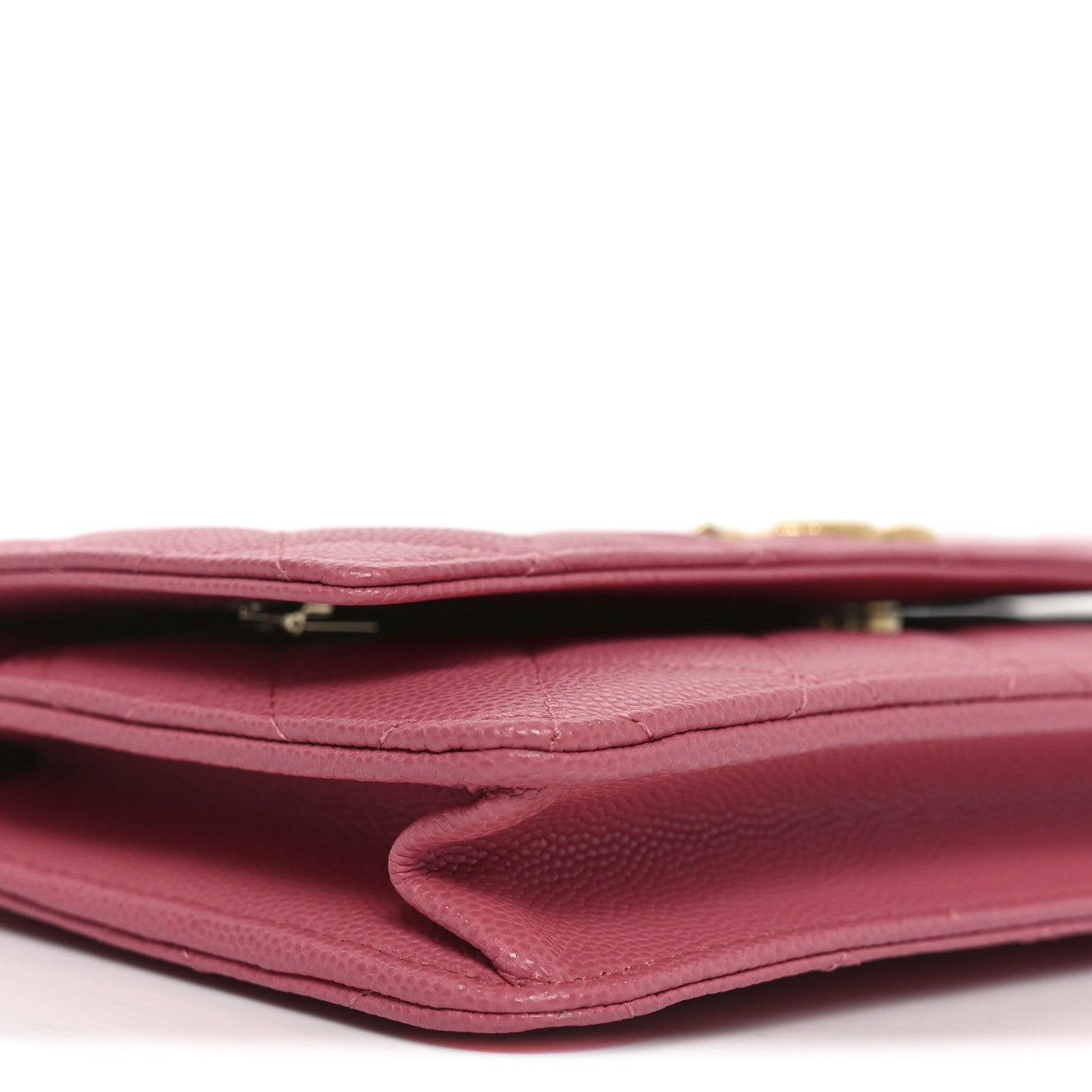 Chanel Caviar Quilted Textured CC Wallet On Chain WOC Pink