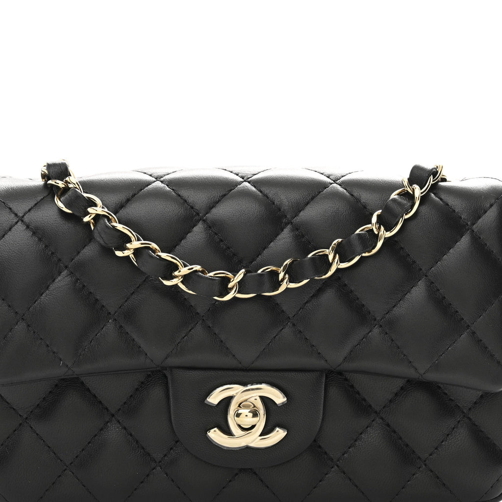 Chanel Lambskin Quilted Mini Rectangular Flap Black