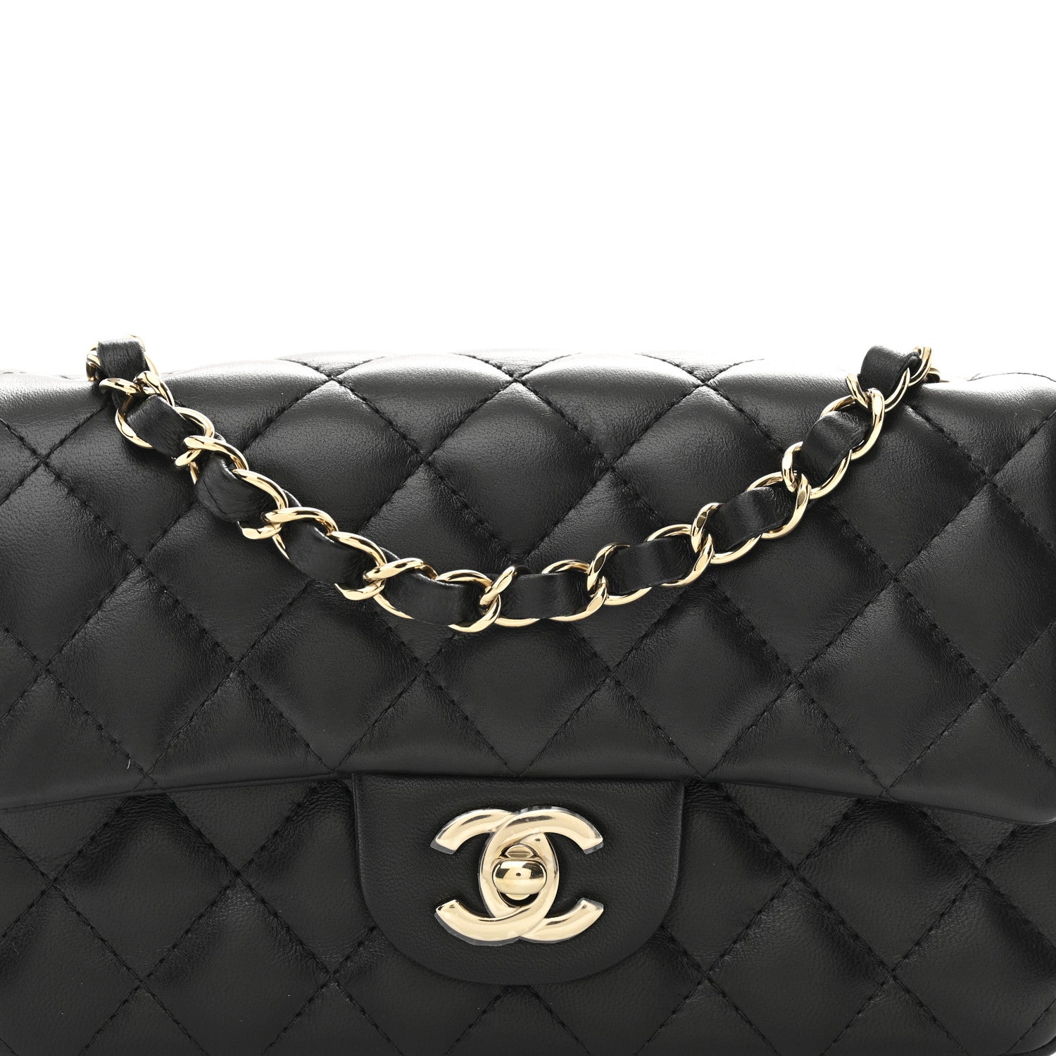 Chanel Lambskin Quilted Mini Rectangular Flap Black