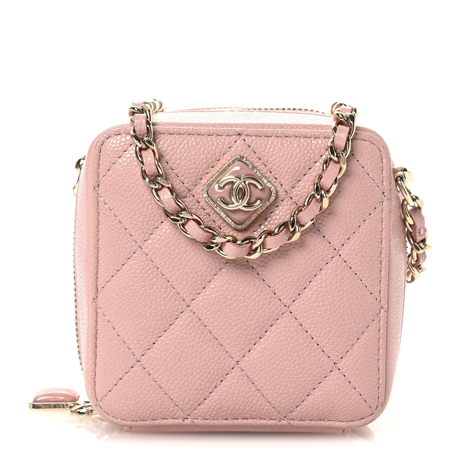Chanel Caviar Quilted Clutch with Chain Light Pink