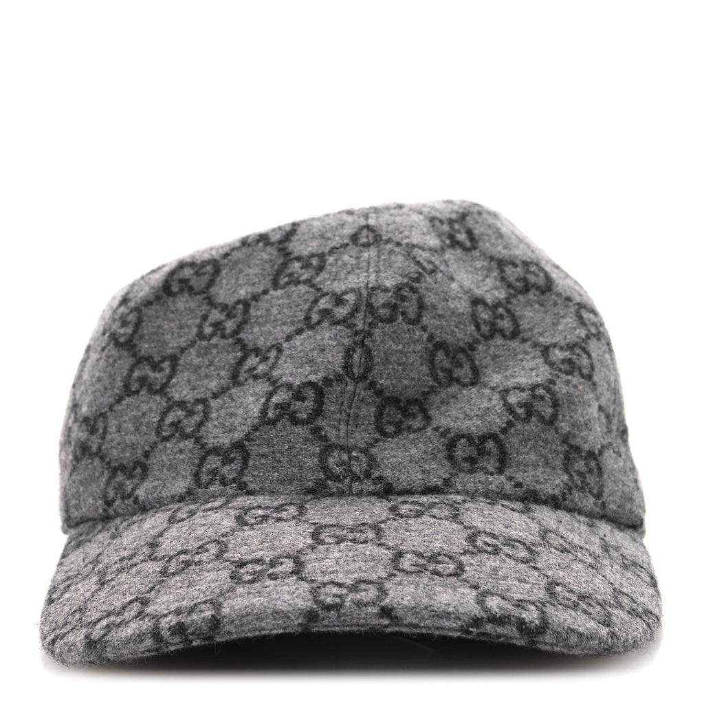Gucci Covered Wool GG Monogram Baseball Hat L Grey Dark Grey Black