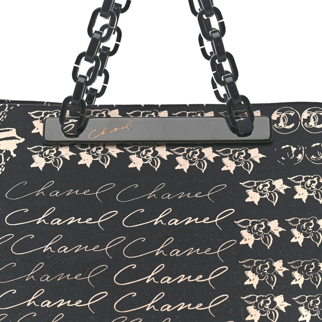 Chanel Canvas Camellia Flower Tote Black