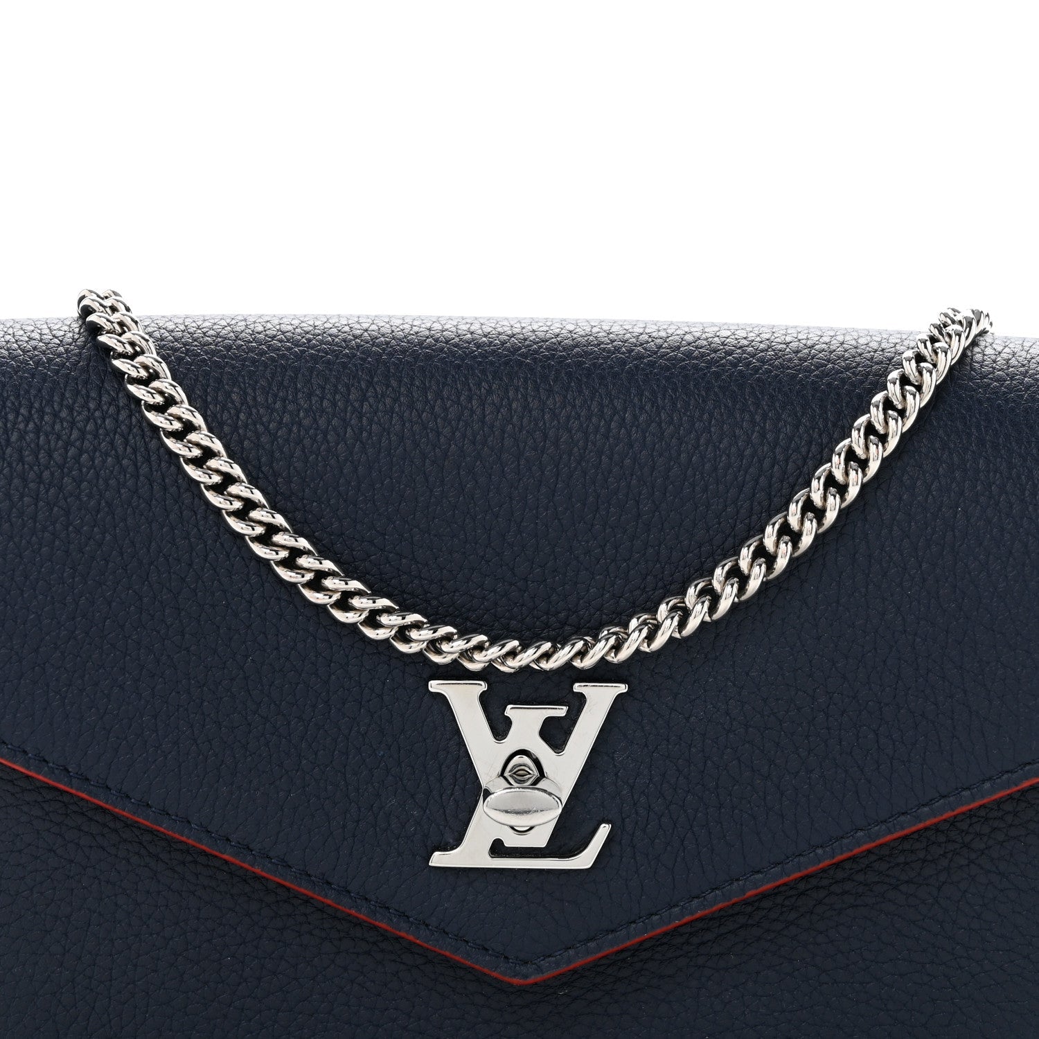 Louis Vuitton Soft Calfskin My Lockme Chain Pochette Marine Rouge