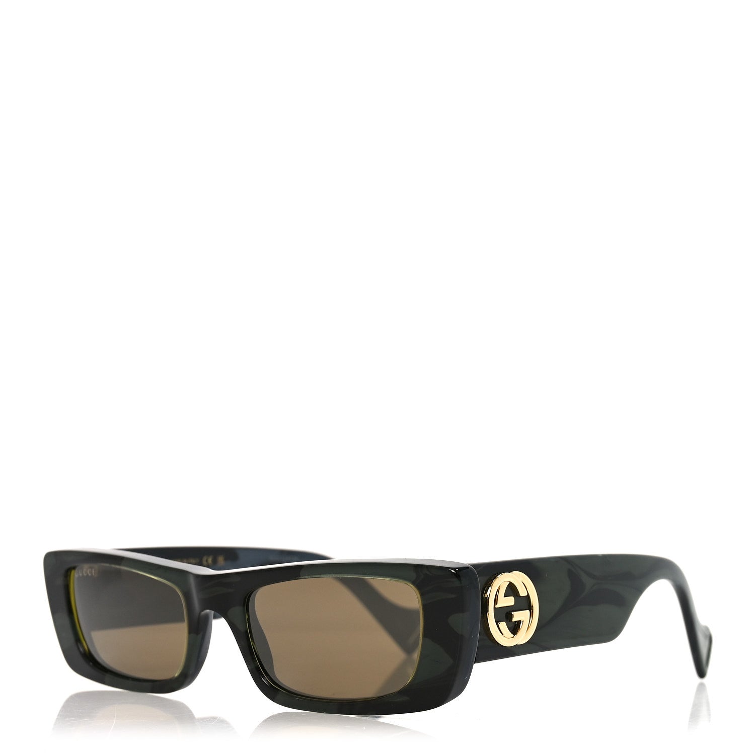 Gucci Acetate Rectangular Sunglasses GG0516S Green Bronze