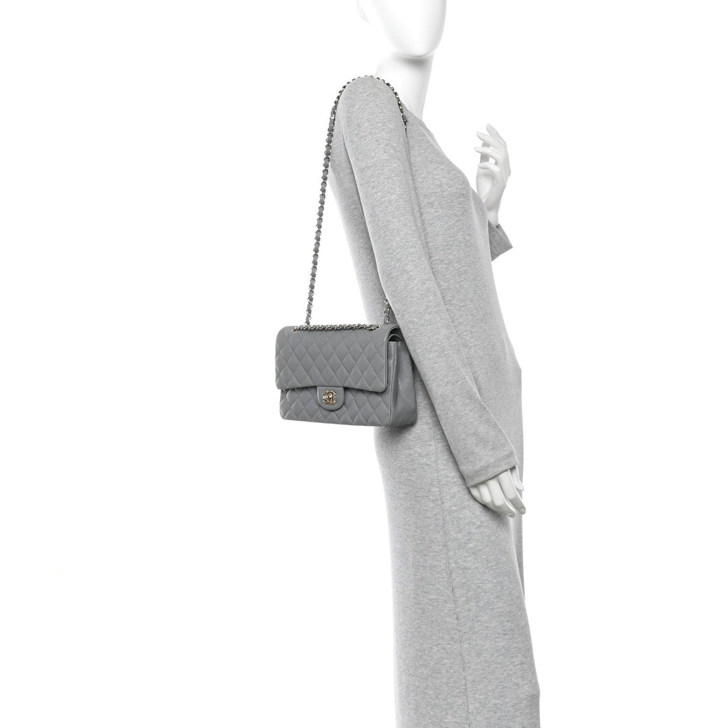 Chanel Caviar Quilted Medium Double Flap Grey