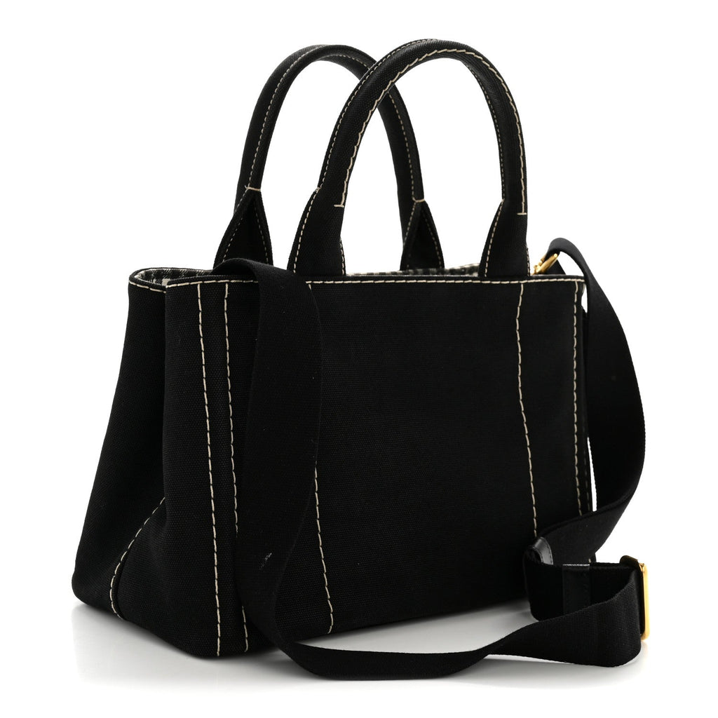 Prada Canapa Small Logo Tote Black Talco