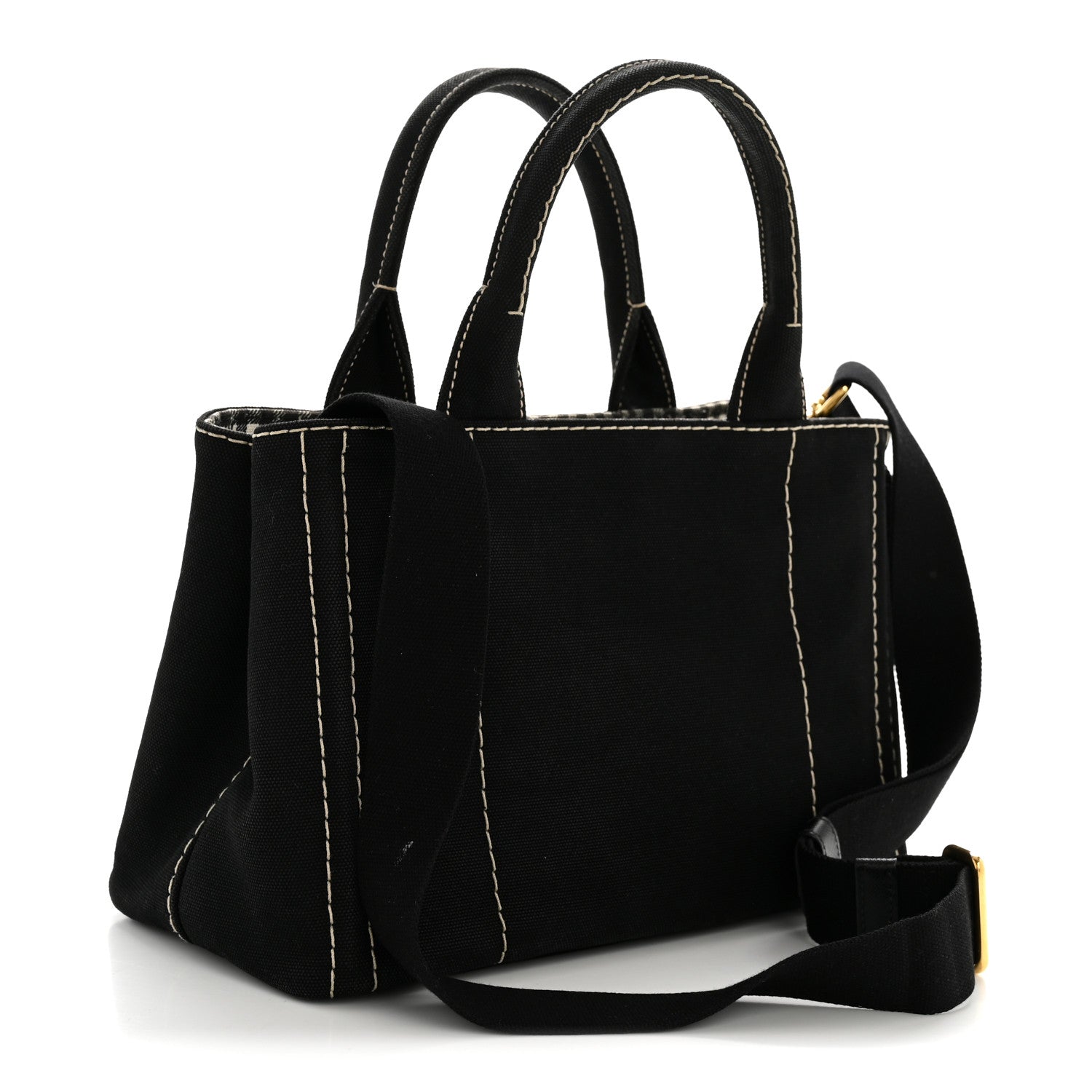 Prada Canapa Small Logo Tote Black Talco