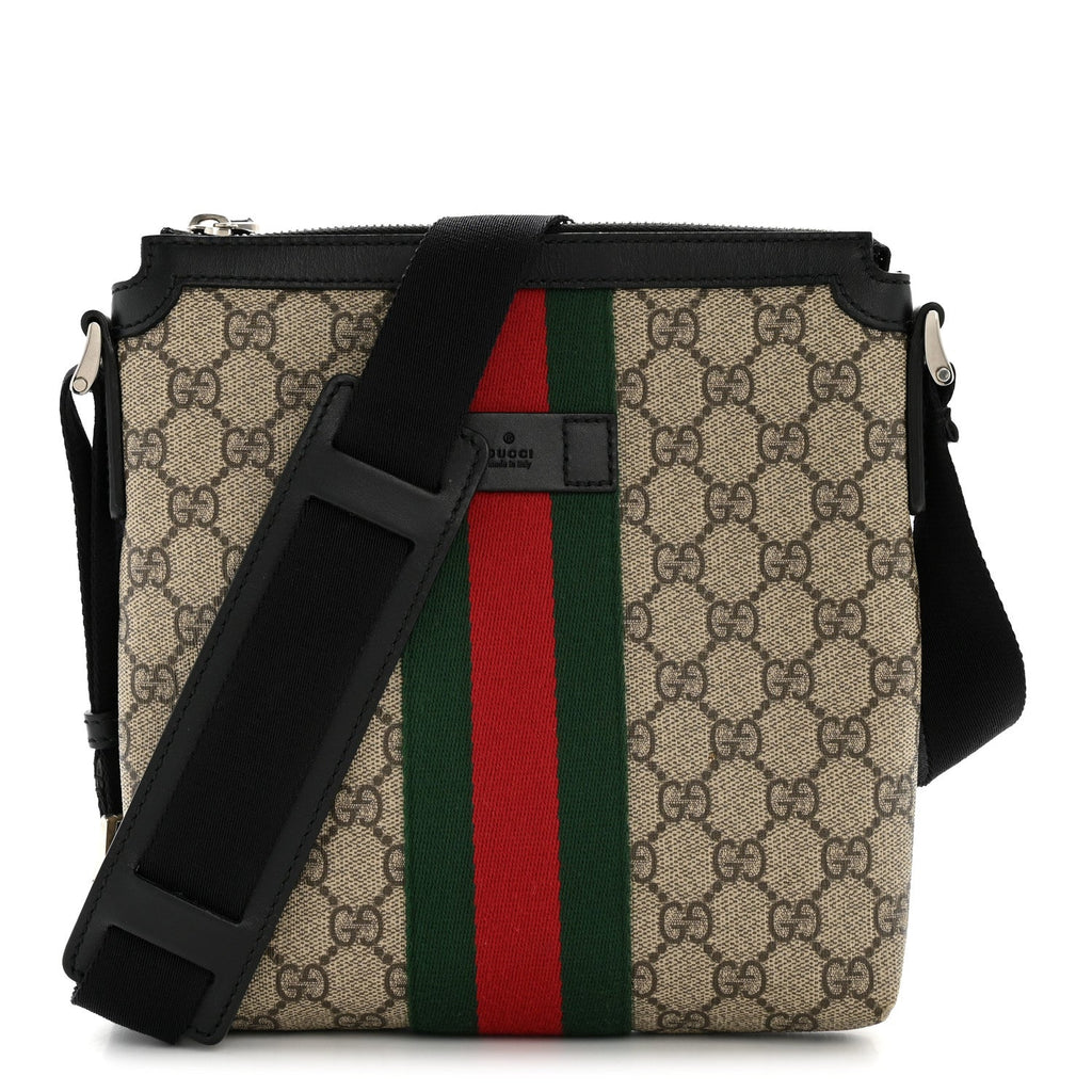 Gucci GG Supreme Monogram Web Messenger Bag Black