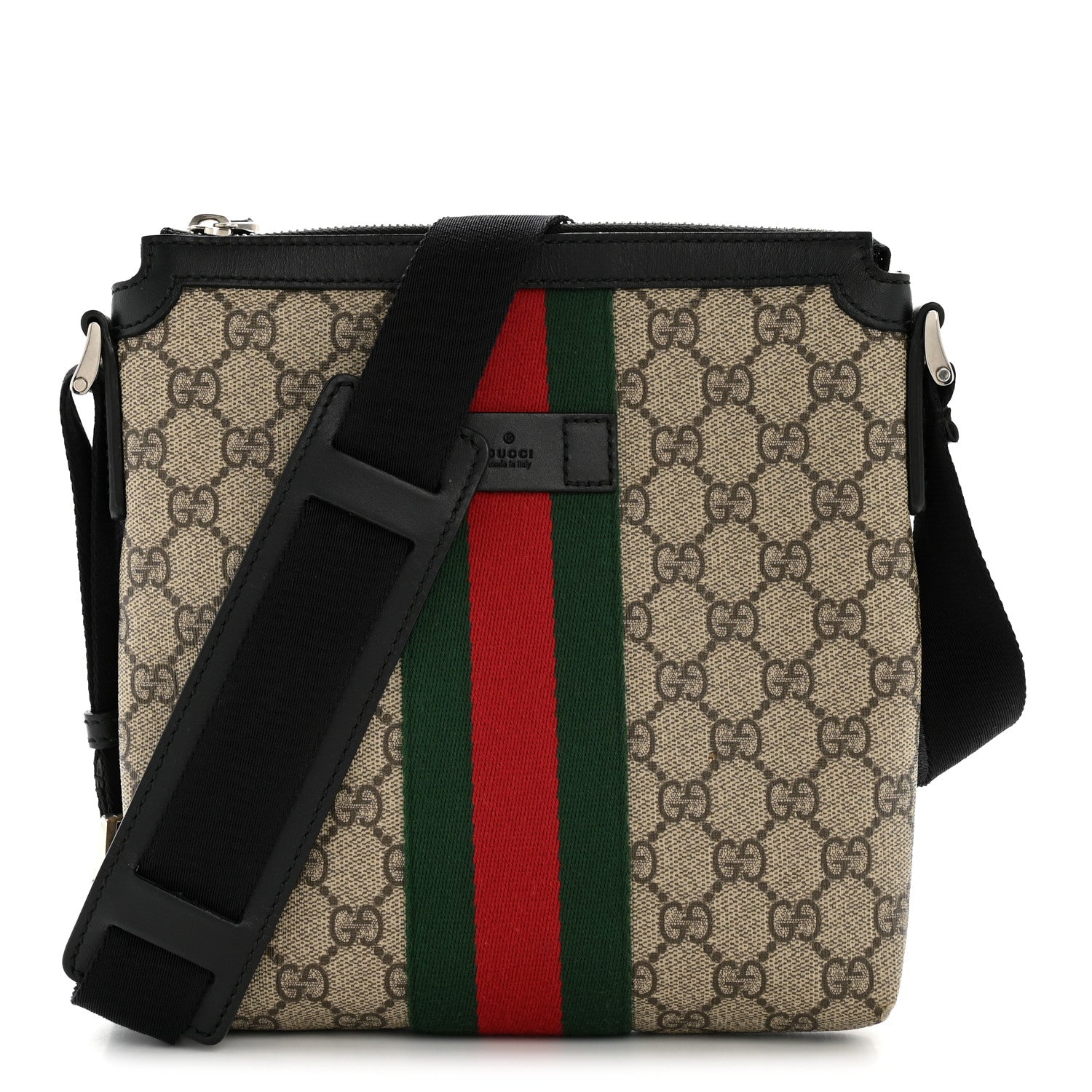 Gucci GG Supreme Monogram Web Messenger Bag Black