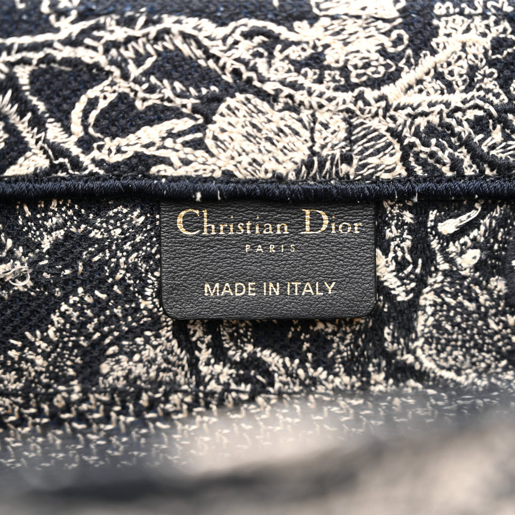 Christian Dior Canvas Embroidered Small Dioriviera Toile De Jouy Book Tote Blue