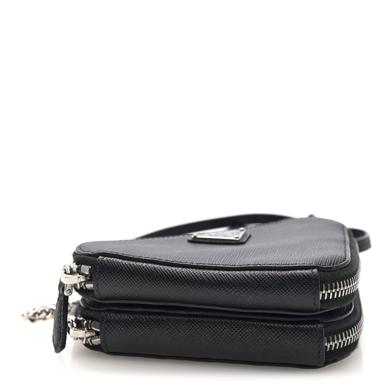 Prada Saffiano Mini Triangle Crossbody Pouch Black