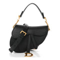 Christian Dior Grained Calfskin Mini Saddle Bag With Strap Black
