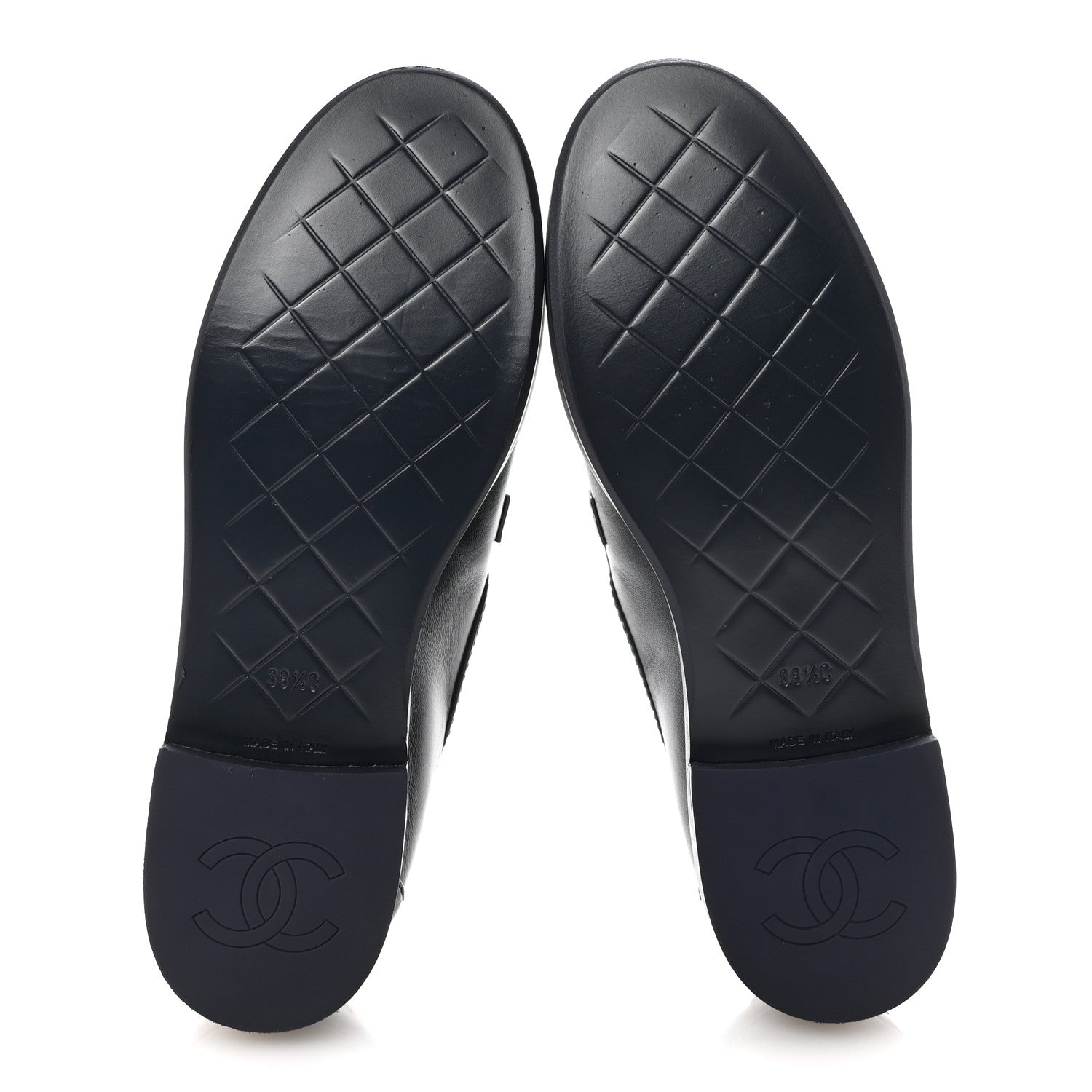 Lambskin Quilted CC Turnlock Loafers 38.5 Navy