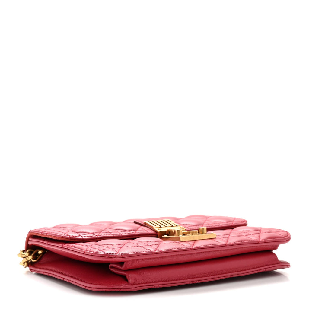 Christian Dior Lambskin Cannage Large Dioraddict Flap Red