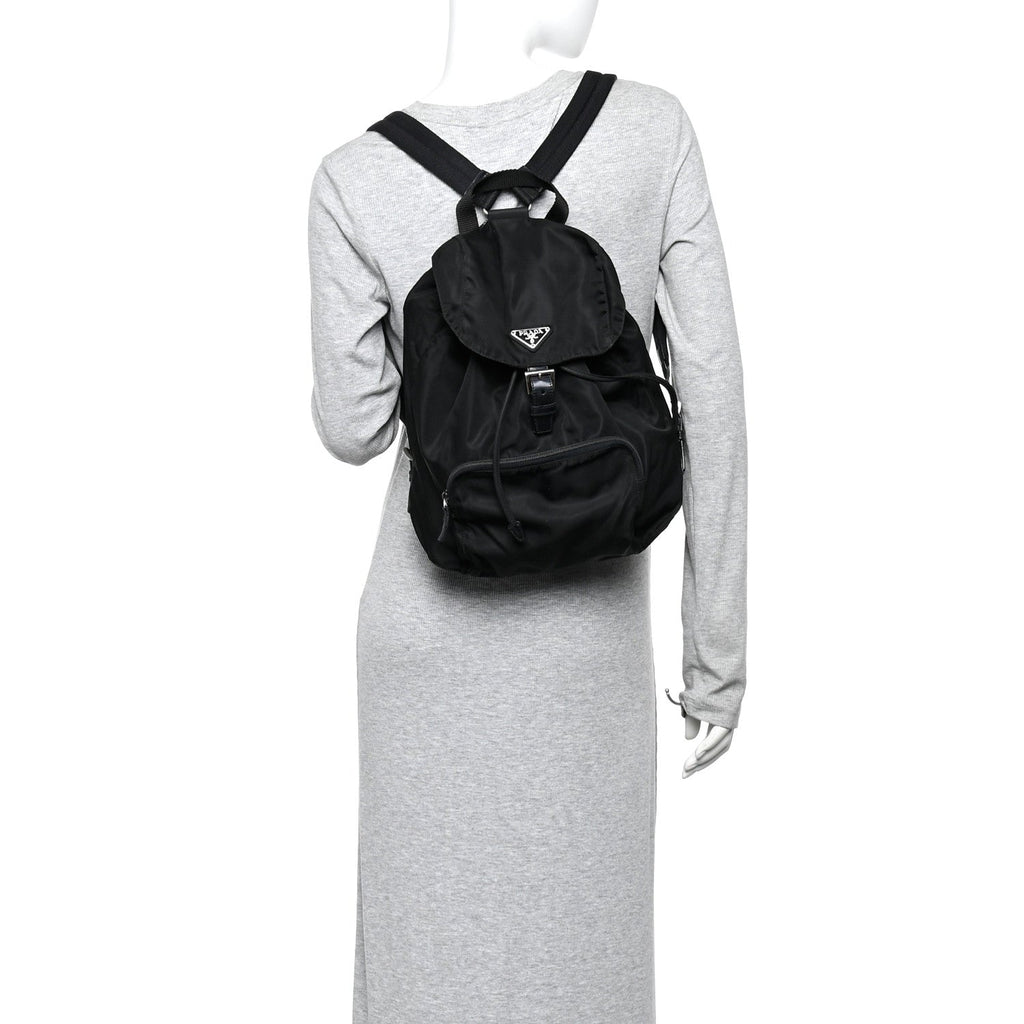 Prada Tessuto Nylon Vela Cinch Backpack Black