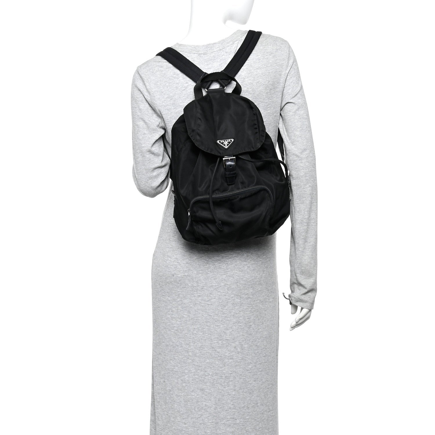 Prada Tessuto Nylon Vela Cinch Backpack Black