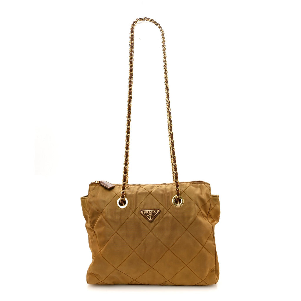 Prada Nylon Tessuto Impuntu Quilted Shoulder Bag Corinto