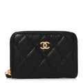 Caviar Quilted Zip Coin Purse Black