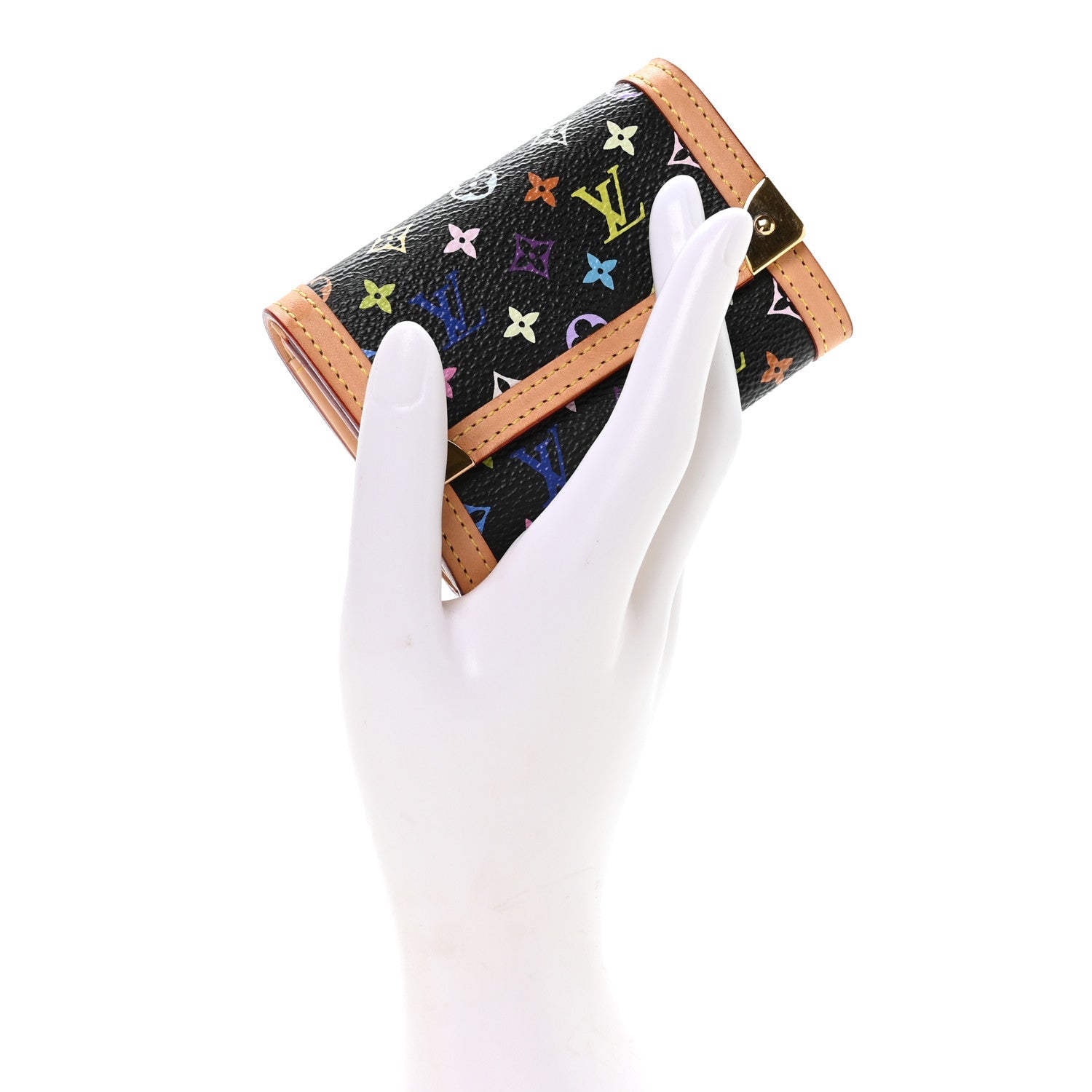 Louis Vuitton Monogram Multicolor Porte-Monnaie Plat Coin Purse Black