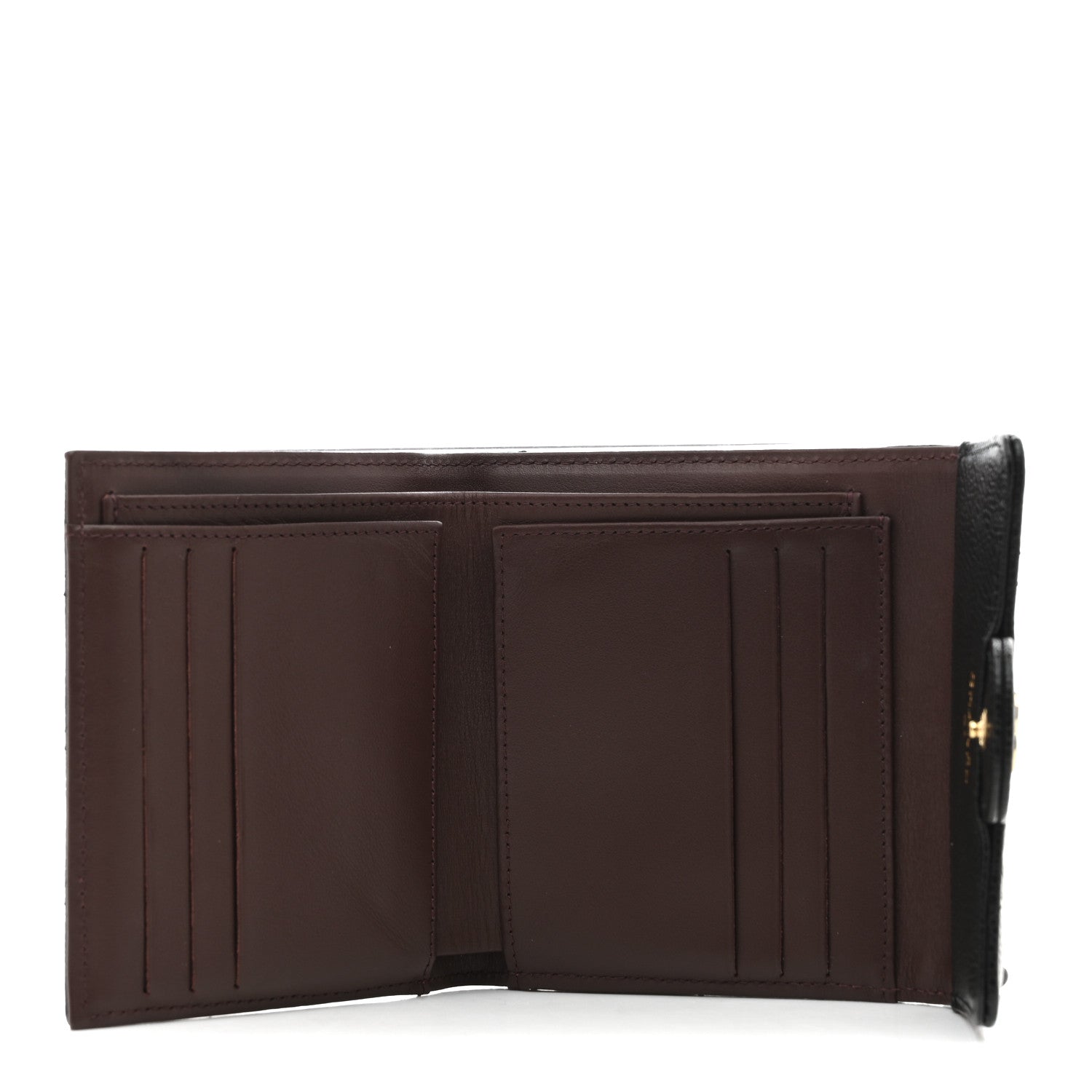 Caviar Quilted Compact Flap Wallet Black