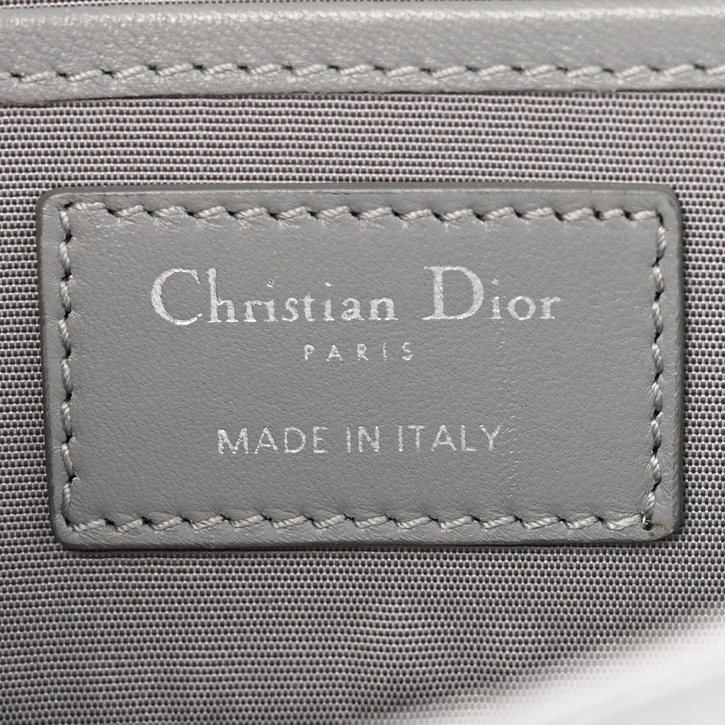 Christian Dior Lambskin Cannage Lady Dior Convertible Clutch Grey