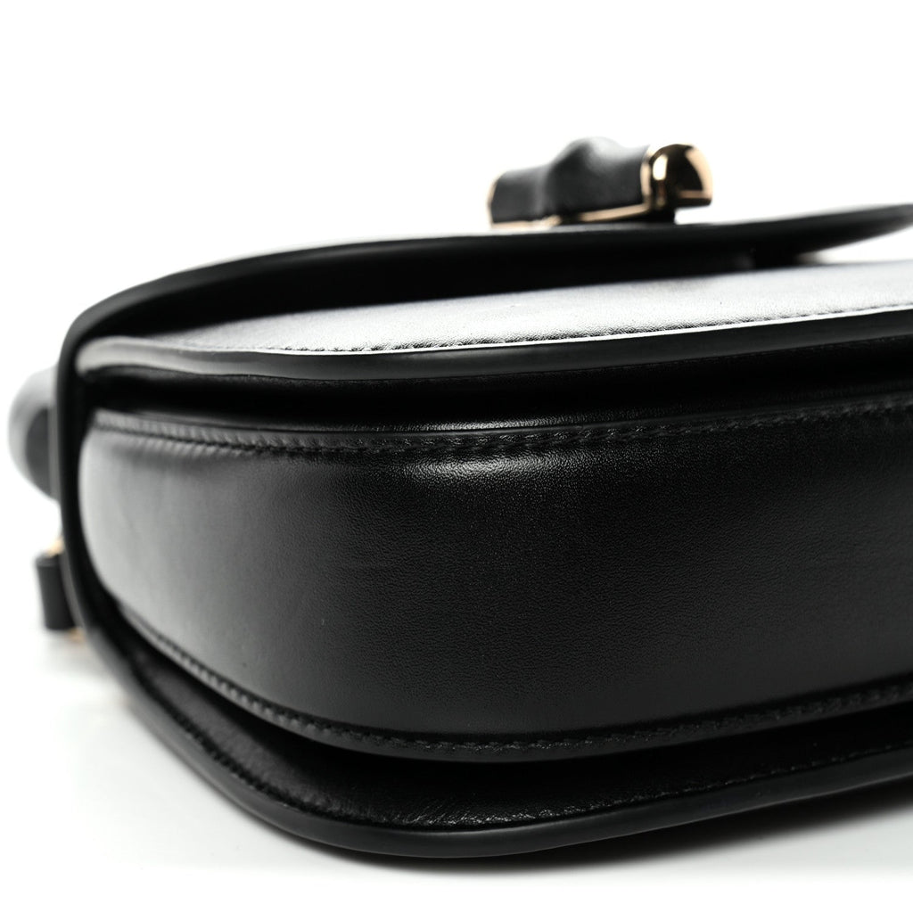 Gucci Boarded Dyana Lux Calfskin Web Monochrome Mini Bamboo 1947 Top Handle Bag Black