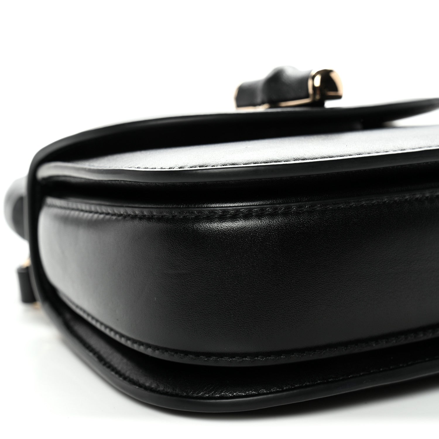 Gucci Boarded Dyana Lux Calfskin Web Monochrome Mini Bamboo 1947 Top Handle Bag Black